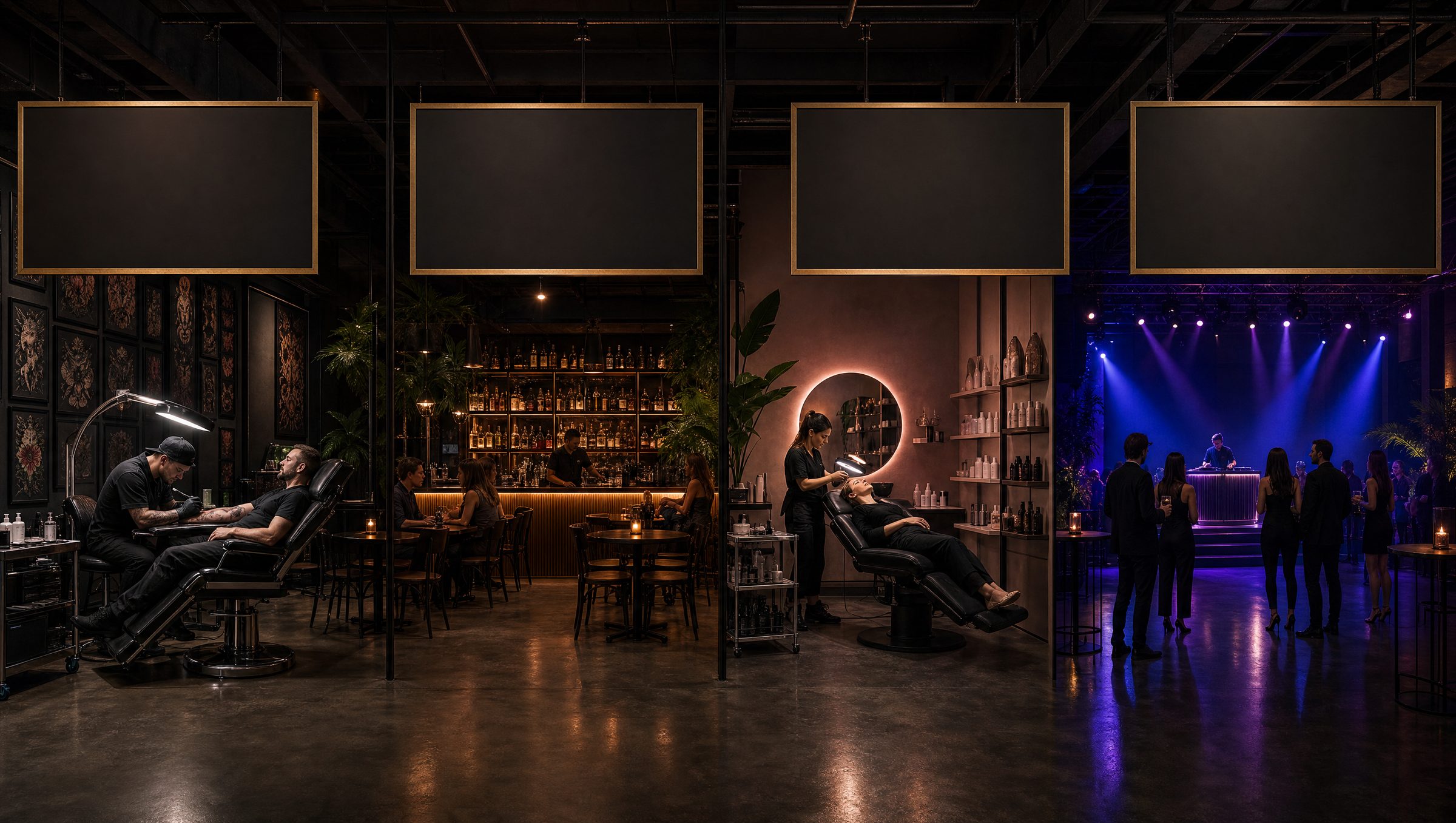 Riverside Lifestyle: Tattoo-Studio, Bar und Beauty-Bereich in einem Raum